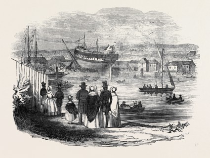 THE LAUNCH OF "THE TUDOR," EAST INDIAMAN, AT NEWCASTLE UPON TYNE