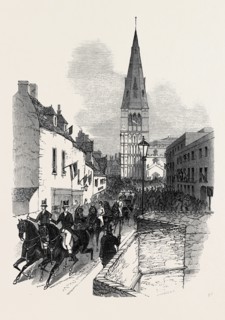 HER MAJESTY'S LATE VISIT TO BURGHLEY, THE PROCESSION, ST. MARY'S HILL, STAMFORD, It was surmounted