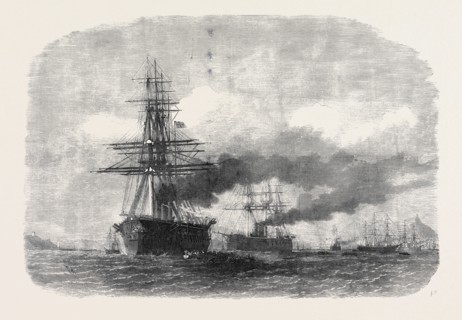 H.M.S. AGINCOURT AGROUND ON THE PEARL ROCK, GIBRALTAR BAY, 1871