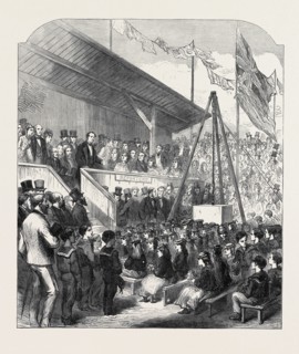 LORD DERBY LAYING THE FIRST STONE OF THE SEAMEN ORPHAN INSTITUTION, LIVERPOOL, 1871