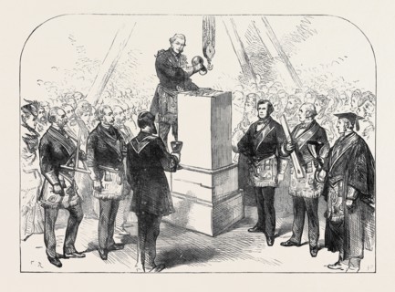 LORD LEIGH LAYING THE FOUNDATION-STONE FOR THE EXTENSION OF THE QUEEN'S HOSPITAL AT BIRMINGHAM,