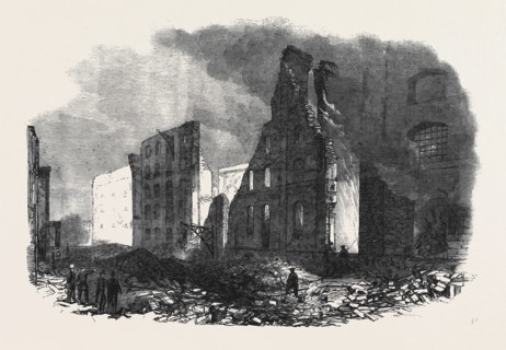 VIEW FROM COTTON'S YARD, SHOWING THE SPOT WHERE MR, BRAIDWOOD WAS KILLED, THE GREAT FIRE IN