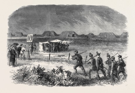 FIRING AT THE 200 YARDS RANGE ON THURSDAY WEEK, NATIONAL RIFLE ASSOCIATION MEETING AT WIMBLEDON,