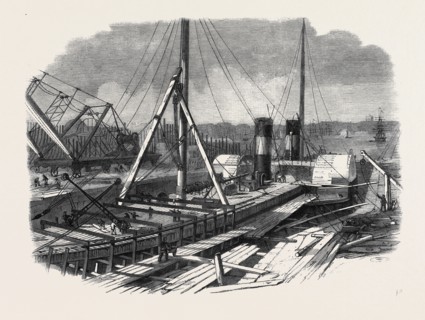 LAIRD'S GRAVING DOCKS AT BIRKENHEAD: THE HIBERNIA UNDER REPAIR