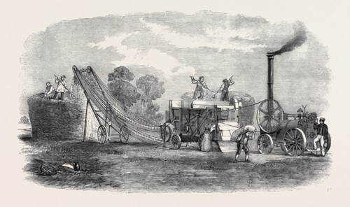 COMBINED THRASHING AND STACKING MACHINE