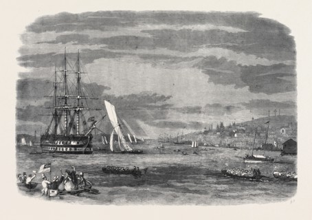 REGATTA IN HALIFAX HARBOUR, NOVA SCOTIA, SAILING MATCH FOR THE PRINCE OF WALES' CUP: THE WINNING