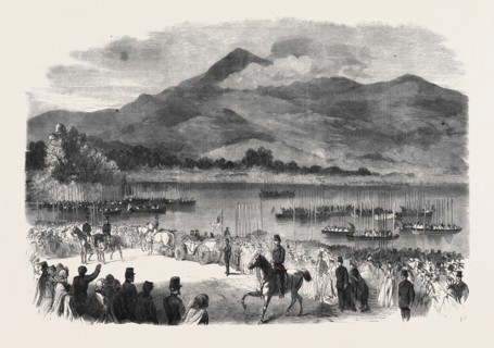 THE QUEEN'S VISIT TO IRELAND: HER MAJESTY EMBARKING AT ROSS CASTLE, LAKES OF KILLARNEY
