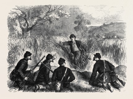 THE WAR IN AMERICA: A CONFEDERATE DESERTER COMING INTO THE FEDERAL LINES AT MUNSON'S HILL