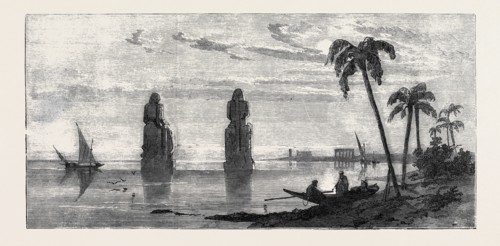 COLOSSAL STATUES IN THE PLAIN OF THEBES DURING THE INUNDATION, INUNDATION OF THE NILE