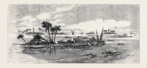 VIEW ON THE NILE: INUNDATION OF VILLAGES AND ENCAMPMENT ON THE BANK OF THE NILE, INUNDATION OF THE