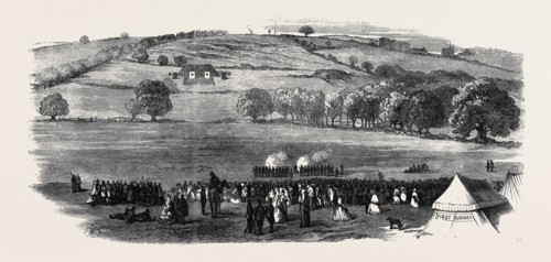 THE NEW RANGE OF THE 1ST SURREY RIFLES, PECKHAM RYE: FIRING FOR THE PRIZES AT THE 550 YARDS