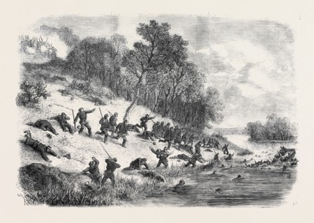 THE CIVIL WAR IN AMERICA: RETREAT OF THE FEDERALISTS AFTER THE FIGHT AT BALL'S BLUFF, UPPER