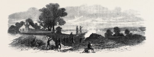 THE CIVIL WAR IN AMERICA: THE TEN POUNDER GUN BATTERY (FEDERALIST) AT BUDD'S FERRY, LOWER POTOMAC,