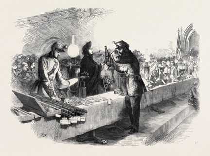 PRESENTATION OF PRIZES TO THE QUEEN'S (WESTMINSTER) RIFLE VOLUNTEERS IN WESTMINSTER HALL ON