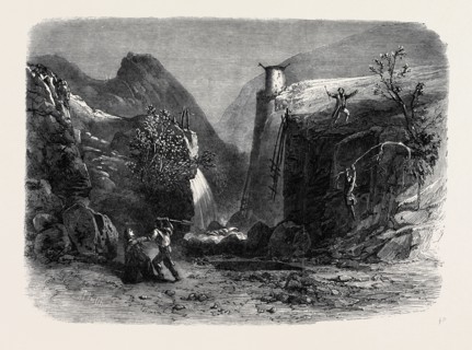 SCENE FROM MR. FALCONER'S NEW DRAMA, "PEEP O'DAY," AT THE LYCEUM THEATRE: THE OLD QUARRY IN THE