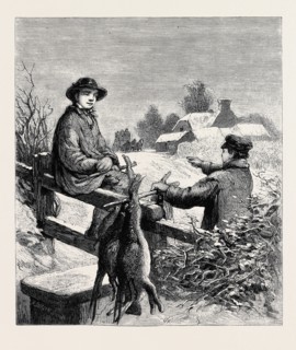 A CHRISTMAS PRESENT, WAITING FOR THE COACH, DRAWN BY B. DUNCAN