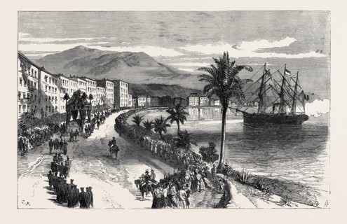 FUNERAL PROCESSION OF THE LATE KING OF BAVARIA AT NICE: THE CORTÃƒâ€°GE PASSING ALONG THE PROMENADE