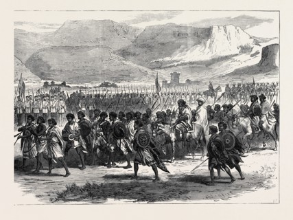 THE ABYSSINIAN EXPEDITION: ARRIVAL AT ADIGERAT OF AN AMBASSADOR FROM KASSAI, KING OF TIGRE, 1868