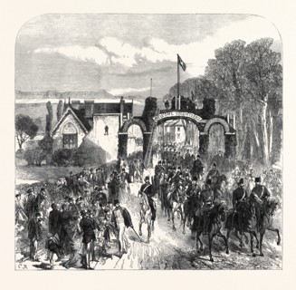 THE VOLUNTEER REVIEW AT PORTSMOUTH: THE 1ST MIDDLESEX ARTILLERY PASSING THROUGH COSHAM ON GOOD