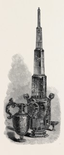GOLD ENAMELLED ROCK CRYSTAL VASE, AND CENTRAL TABLE ORNAMENT OF ROCK CRYSTAL AND SILVER (GERMAN,