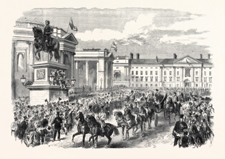 VISIT OF THE PRINCE AND PRINCESS OF WALES TO IRELAND: THE ROYAL PROCESSION PASSING COLLEGE GREEN,