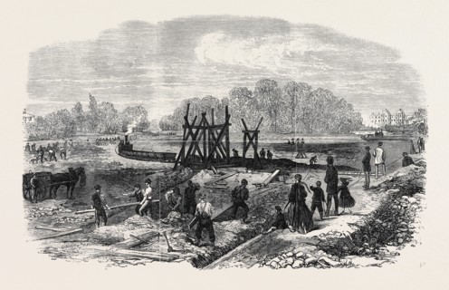 WORKS IN THE BED OF THE REGENT'S PARK LAKE, LONDON, 1868