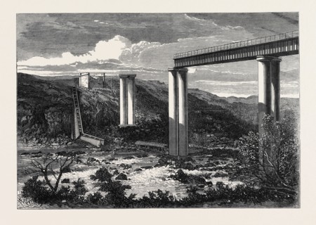 GRAND RIVER RAILWAY BRIDGE, MAURITIUS, DESTROYED BY A HURRICANE, 1868