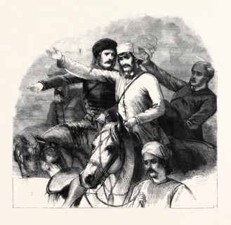 GROUP FROM BARKER'S GRAND HISTORICAL PICTURE, "THE RELIEF OF LUCKNOW", COLONEL GREATHED (SECOND