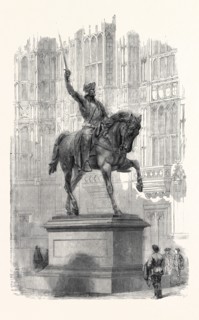 COLOSSAL STATUE OF RICHARD COEUR DE LION, BY BARON MAROCHETTI, IN THE OLD PALACE YARD, WESTMINSTER