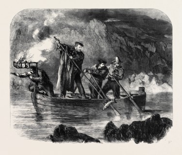 GENERAL GARIBALDI SPEARING FISH BY NIGHT OFF CAPRERA