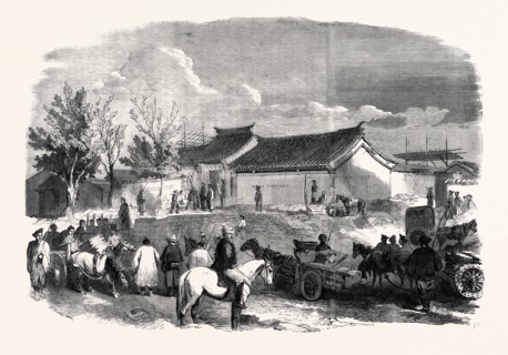 THE CHINESE BRINGING TO THE BRITISH HEADQUARTERS THE 300,000 TAELS AS COMPENSATION TO THE RELEASED