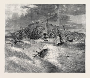 THE RECENT GALE, SCENE AT WHITBY: UPSETTING OF THE LIFE BOAT AND LOSS OF TWELVE LIVES, FEBRUARY,
