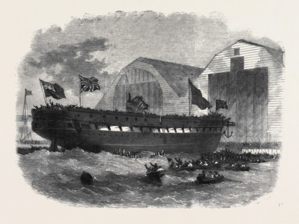 LAUNCH OF HER MAJESTY'S SCREW STEAM FRIGATE BRISTOL AT WOOLWICH DOCKYARD