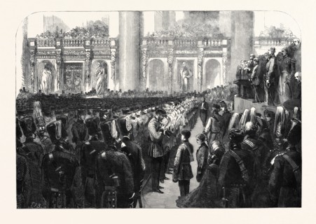 THE LIVERPOOL PRESS GUARD (80th LANCASHIRE RIFLE VOLUNTEERS) TAKING THE OATHS IN ST. GEORGE'S HALL