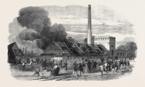 EXPLOSION AT THE GOVERNMENT GUNPOWDER WORKS NEAR WALTHAM: THE POWDER MILLS AFTER THE EXPLOSION,