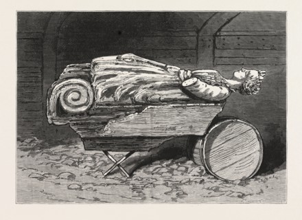 THE RECOVERED FIGURE-HEAD OF THE MISSING BRITISH TRAINING-SHIP ATALANTA SKETCHED AT ST. JOHNS,
