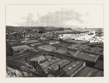 CHILE: THE PORT OF VALPARAISO, SHOWING THE CUSTOM HOUSES, DRY FLOATING DOCK, AND BUSINESS PORTION