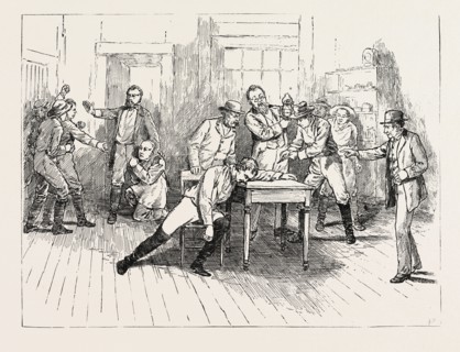 SCENE FROM THE CLOSE OF ACT 1 OF ALDRICH AND PARSLOE'S SUCCESSFUL PLAY MY PARTNER, NOW PERFORMING