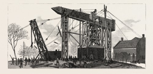 NEW YORK: THE METHOD BY WHICH THE EGYPTIAN OBELISK WAS SET IN ITS PERMANENT POSITION IN CENTRAL