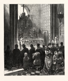 NEW YORK: CATHOLIC WORSHIPERS IMPLORING THE INTERCESSION OF ST. BLAISE AGAINST DIPHTHERIA AND OTHER