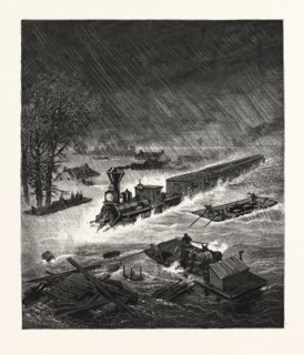 LOUISIANA: THE HEAVY FLOODS IN THE SOUTH, A SCENE ON THE JACKSON RAILROAD, NEAR NORTH PASS