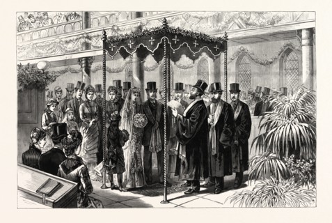 THE ROTHSCHILD-PERUGIA WEDDING IN LONDON, JANUARY 19TH, THE HEBREW CEREMONY BENEATH THE CANOPY, UK