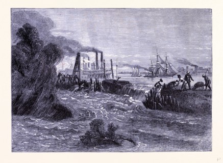A levee breach at the Mississippi, United States of America