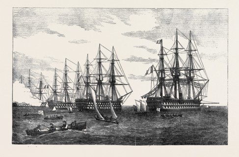 PART OF THE BALTIC FLEET OFF CRONSTADT, FROM A SKETCH BY J. W. CARMICHAEL