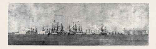 THE RUSSIAN NAVY AT CRONSTADT, SKETCHED FROM THE PADDLE BOX OF H.M.S. "MERLIN"