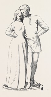 "THE LOVERS' WALK" SKETCH FOR A MARBLE GROUP, BY A. MUNRO, FROM THE EXHIBITION OF THE ROYAL ACADEMY