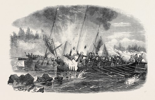 BOATS RECONNOITRING THE PASSAGE TO WYBORG.