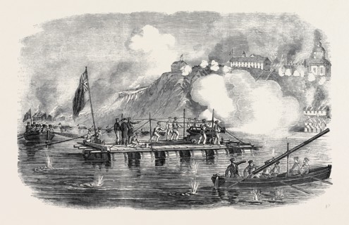 THE "LADY NANCY" RAFT ATTACKING TAGANROG, IN THE SEA OF AZOFF