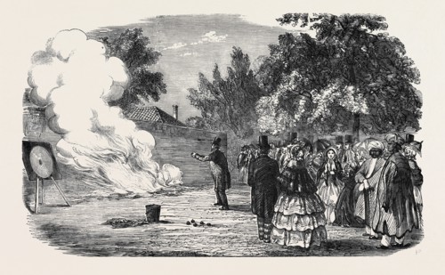 CAPTAIN DISNEY'S WAR PROJECTILE EXPERIMENTS, IN THE GROUNDS OF MULGRAVE HOUSE, FULHAM