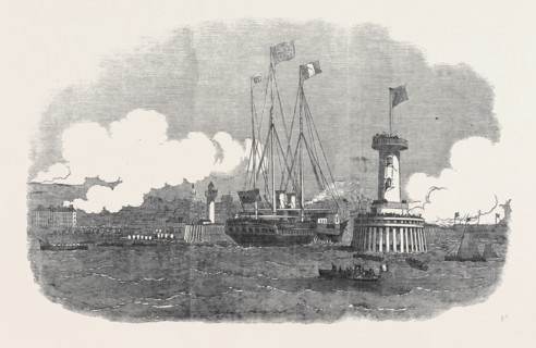 HER MAIESTY'S VISIT TO FRANCE, THE ROYAL YACHT ENTERING BOULOGNE HARBOUR